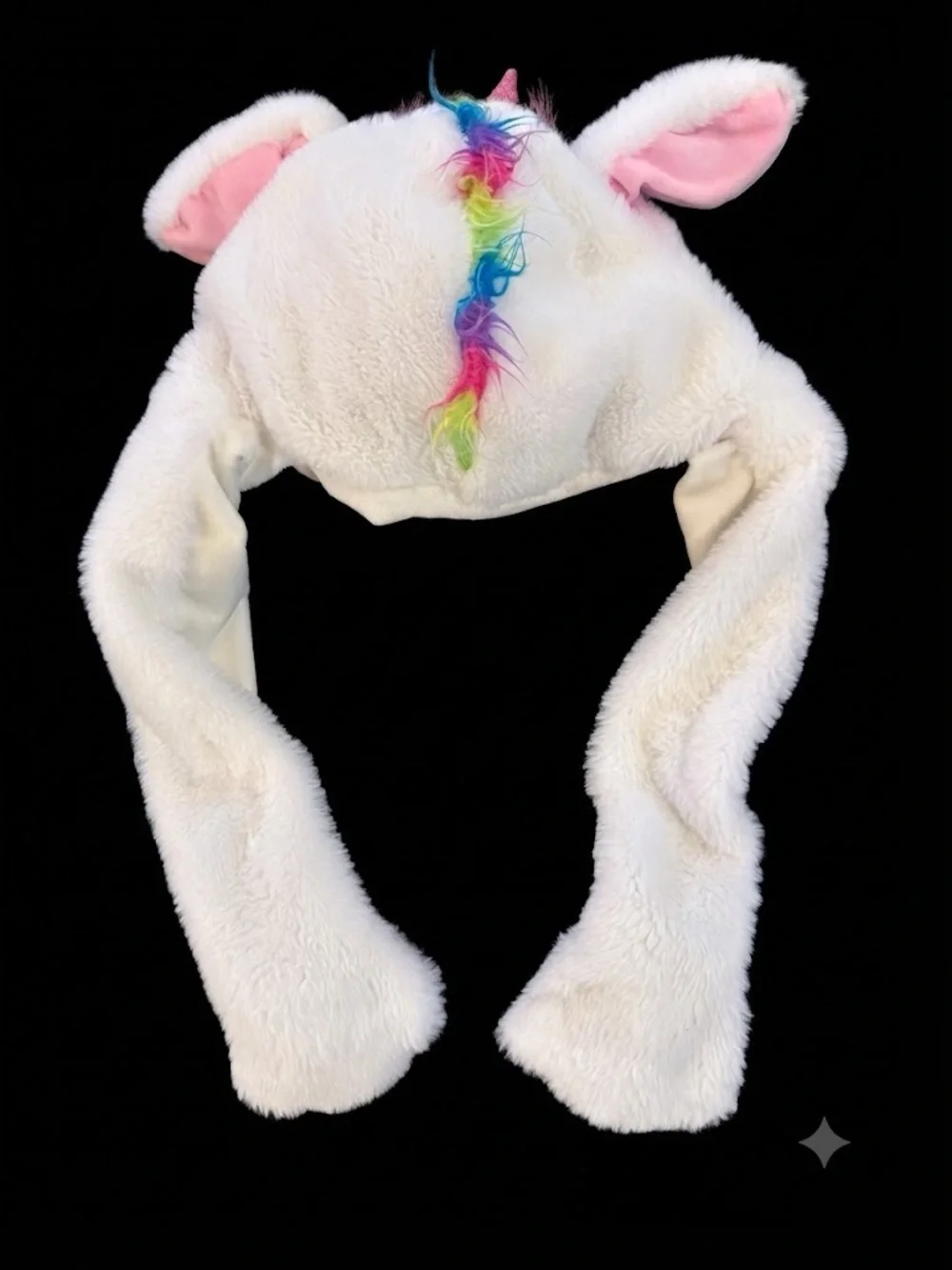 Plush Unicorn Hat with Moving Ears, Pink Horn & Hearts